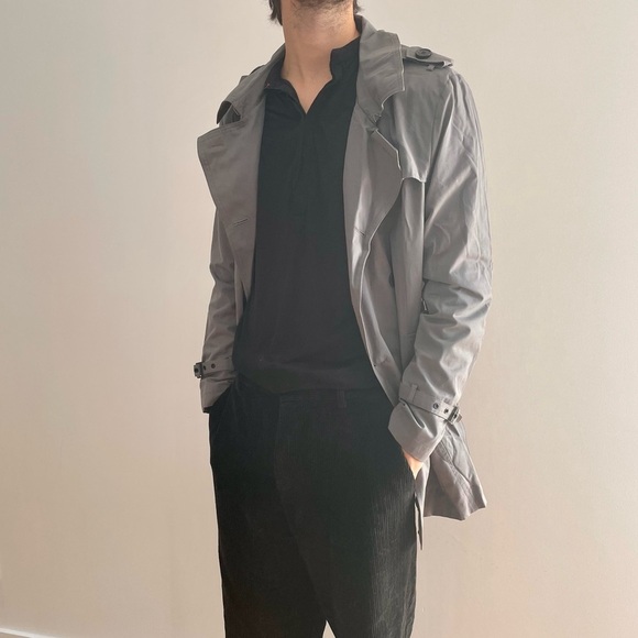 SELECTED GREY  TRENCH COAT JACKET - M - Picture 1 of 14